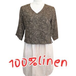 Maiwa Studio 100 Linen  Floral wrap Cropped Top S